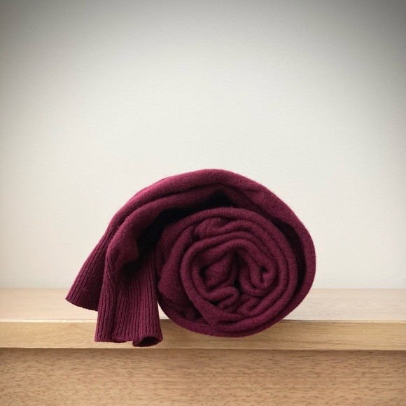 joodito 100% cashmere sweater wrap preppy tie scarf burgundy maroon dark red - Picture 11 of 12